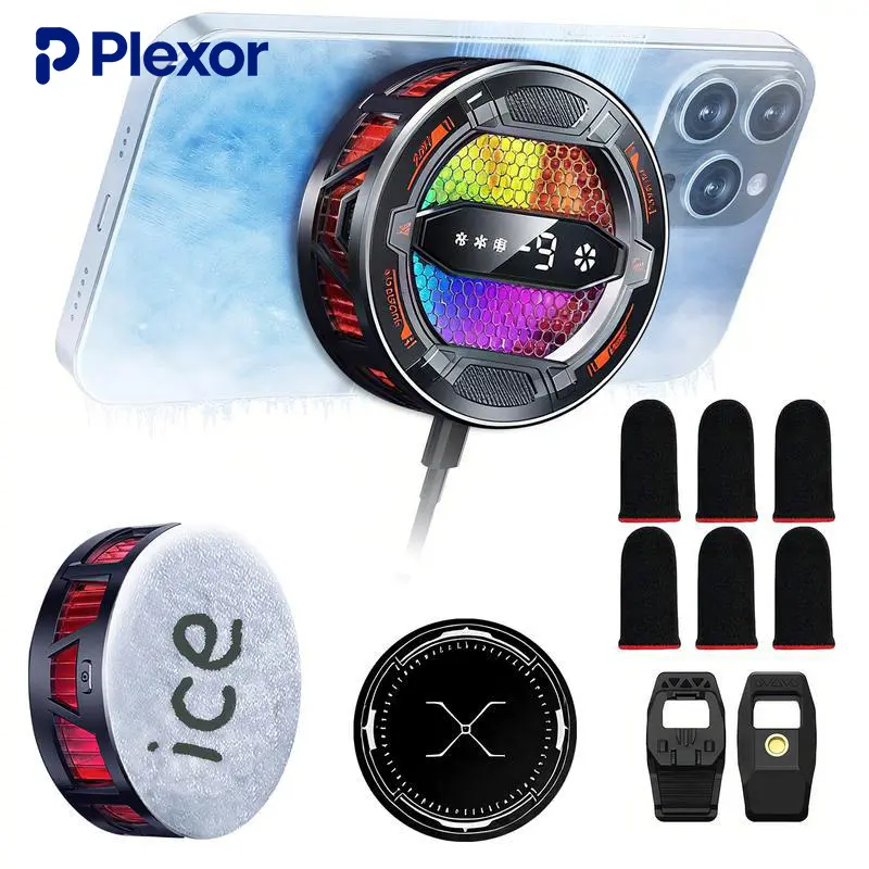 Clip-On Phone Cooler with RGB Lights, Semiconductor Cooling Technology, 3-Speed Adjustable Fan, USB Powered, Magnetic & Clip-On Design, Low-Noise Operation for Gaming, Streaming and Daily Use