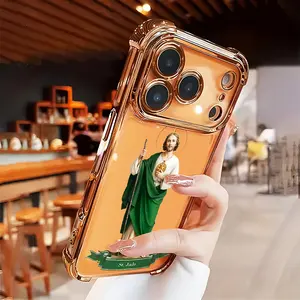 Saint Jude Thaddeus Soft Case for  iPhone 16 16e 17 Air 15 14 13 12 11 Pro Max Plus X XS Four-corner Thickened Shockproof Drop Protection Rugged Durable Silicone Cover
