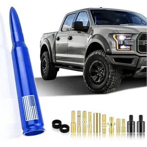 New Upgrade Car Bullet Antenna,Truck Exterior Decoration Accessories Car Vehicle Replacement Antenna Conpatible with Ford F150 RAM 1500 GMC Heavy Duty Pickup Trucks Accessories (New Upgrade Blue-U.S. Flag)