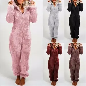 Women's plush 3D hooded long sleeved jumpsuit pajamas, suitable for autumn and winter S-5XL giftsRAIMENTRY