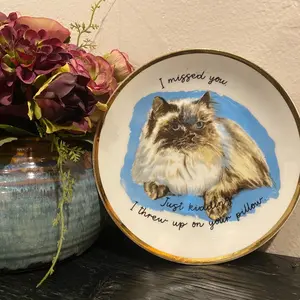 “I missed you” cat plate