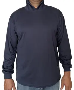 Hoodie Navy High Visibility Shirt Air Cooling Flow w UV Protection Menswear Long Sleeve Pullover for Work Safety