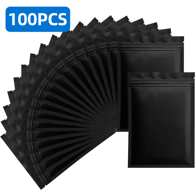100pcs Smell Proof Mylar Bags Zip Bag Resealable Zipper Bags Packaging for Jewelry Sample Product Small Business Packaging Supplies