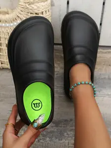 Summer Fashion Simple Plain Color Casual Comfort Soft Sole Thick Home Slippers, Protective Work Shoes, All Seasons