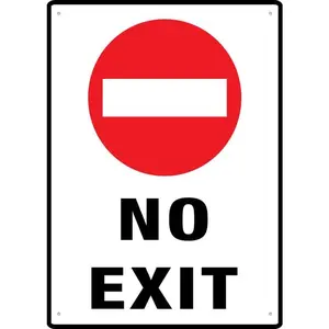 No Exit Sign 8 X 12 Inches Rust Free Aluminum - Uv Protected, Waterproof, Weatherproof And Fade Resistant - 4 Pre-Drilled Holes
