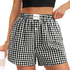 Comfy Shorts for Women Casual Summer Pajama Shorts Women Gingham Plaid Shorts Y2k Beach Bottoms