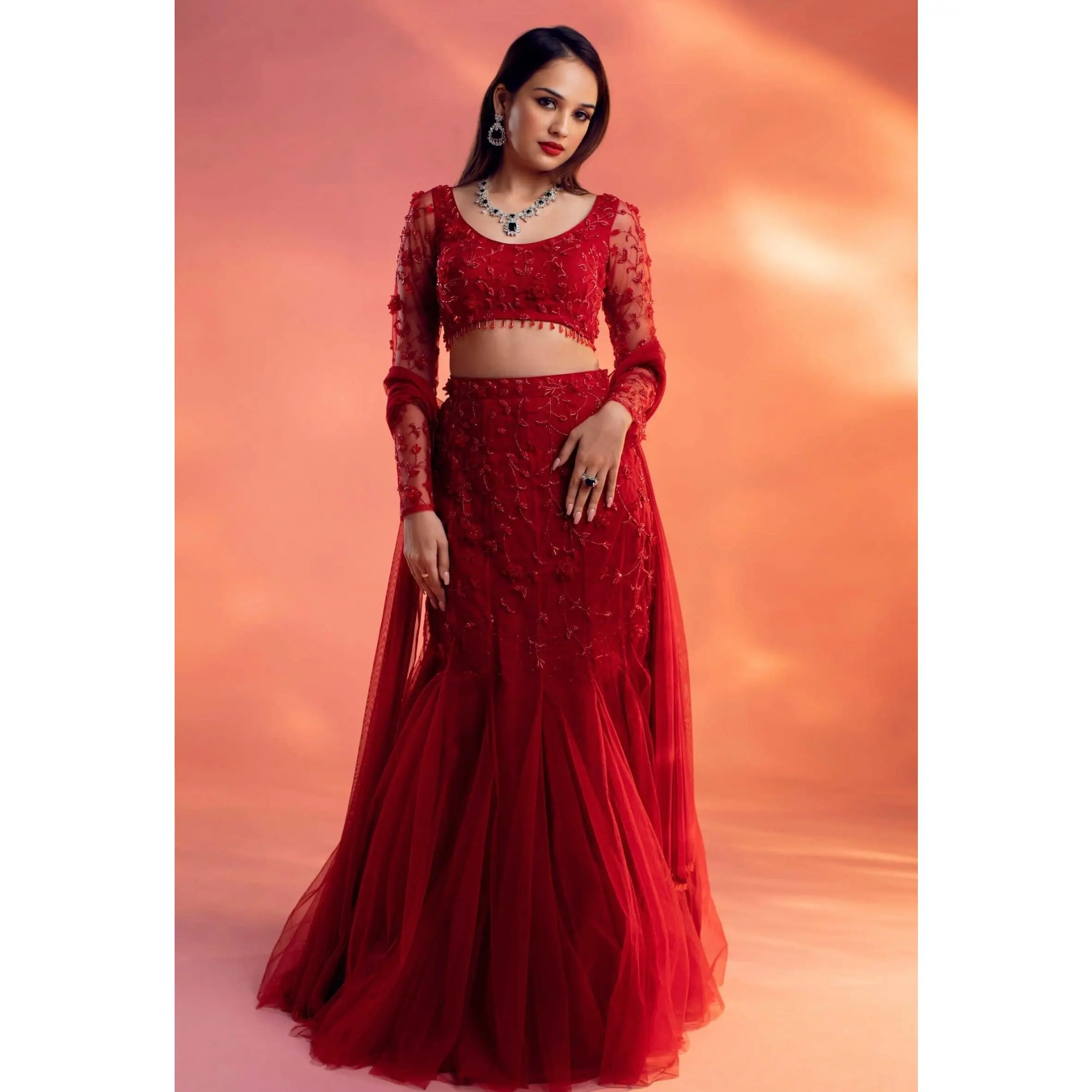 Eden red lehenga set