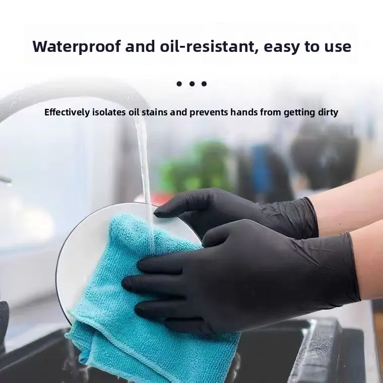 100PCS Disposable Nitrile Gloves - Thick, Food-Grade, Waterproof, Oil-Resistant for Kitchen, Household Cleaning; Plus Wooden Aromatherapy Incense Holder, Automatic Septic-Safe Toilet Cleaner, Lavender Lemon Wood Hotel Diffuser moisture absorber