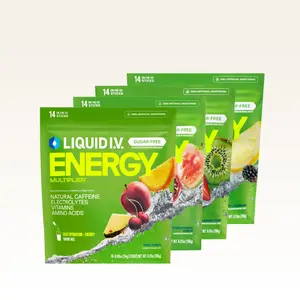 Liquid I.V. Sugar-Free Energy Fruity Bundle - Hydration Powder Packets | Electrolyte Powder Drink Mix | Convenient Single-Serving Sticks | Zero Sugar or Artificial Sweeteners | | Includes Natural Caffeine | 4 Pack (56 Servings)
