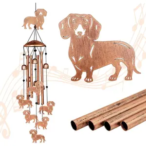 Dachshund Wind Chimes for Outside, Metal Windchimes Outdoors, Dachshund Gifts for Women/Men, Memorial/Birthday Gifts, Garden Decor for Outside, Patio or Yard, Durable Chimes for Outdoors