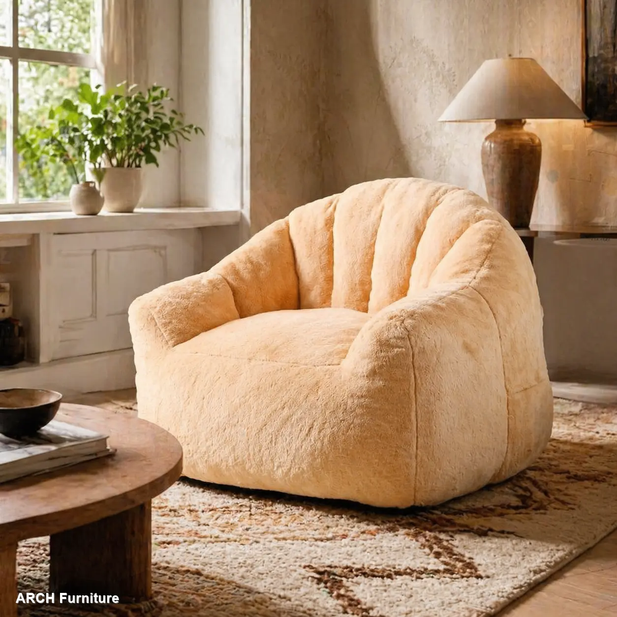 Large-Size Bean Bag Chair with Arms, Pre-Filled High-Density Foam, Comfy Beanbag Lazy Sofa for Adults, Ideal for Living Room Reading