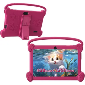 Kids Tablet 7 inch 3-9 with Protective Case,4GB (2GB+2GB Expand) RAM 32GB ROM, Toddler Tablets, Andriod Educational Learning Device,Prarent Control,Netflix,YouTube,aiwawa apps (Rose Red) tablet educativa tablet de colores keyboard  tablets wifi kid tablet