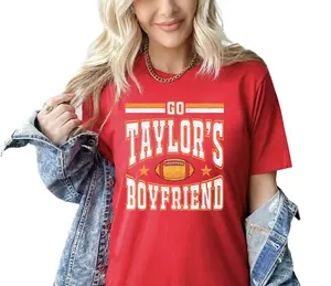 Go Taylor's Boyfriend Game Day Shirt - Funny Kansas City Football Sweatshirt - Travis Fan Fall Cropped Hoodie - Football Season Racerback Tank Top for Taylor Fan - Gift for Missouri Football Fan