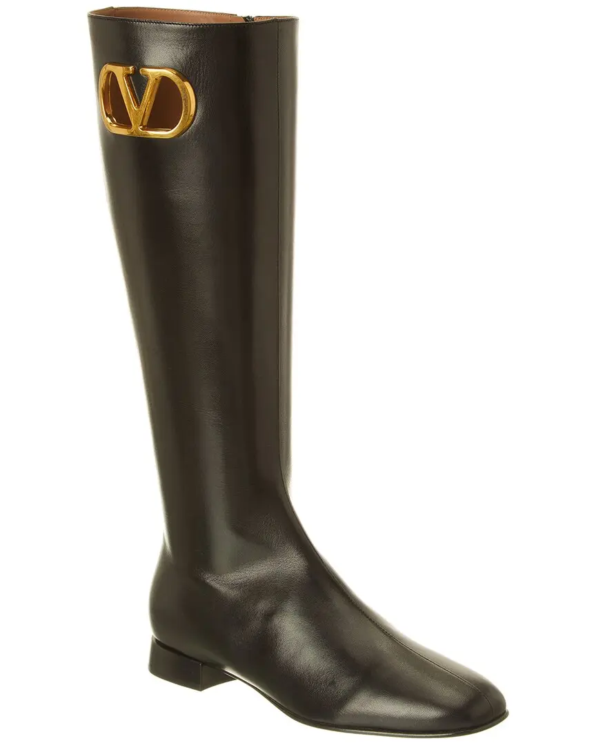 Valentino VLogo Leather Knee-High Boot