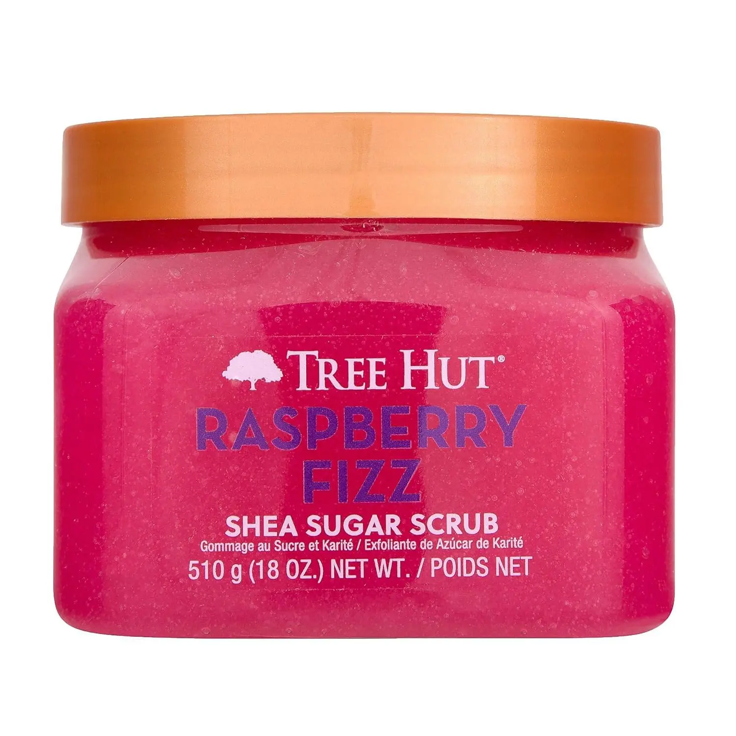 Tree Hut Raspberry Fizz Body Scrub, 18 Oz Vegan Sugar Scrub for Body Care Routine, Nourishing with Shea Butter & Essential Oils, Suitable for All Skin Types, Self-Care Gift for Women, Scrubs