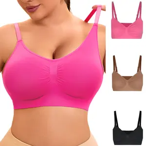 Women's Wireless Sculpt Bra Comfort Bralettes No Underwire Unlined Cami Bra Seamless Tshirt Bras Sports Bra Bralette Basic Comfortable Fit Womenswear Everyday v-neck design