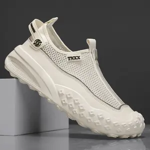 Men's Quick-Drying Breathable Mesh Hiking Shoes-Lightweight Eva Shoe Sole, Non-Slip Grip, Adjustable Velcro Closure, Low-Top Plaid Design Suitable for Outdoor and Casual Wear nurse shoes