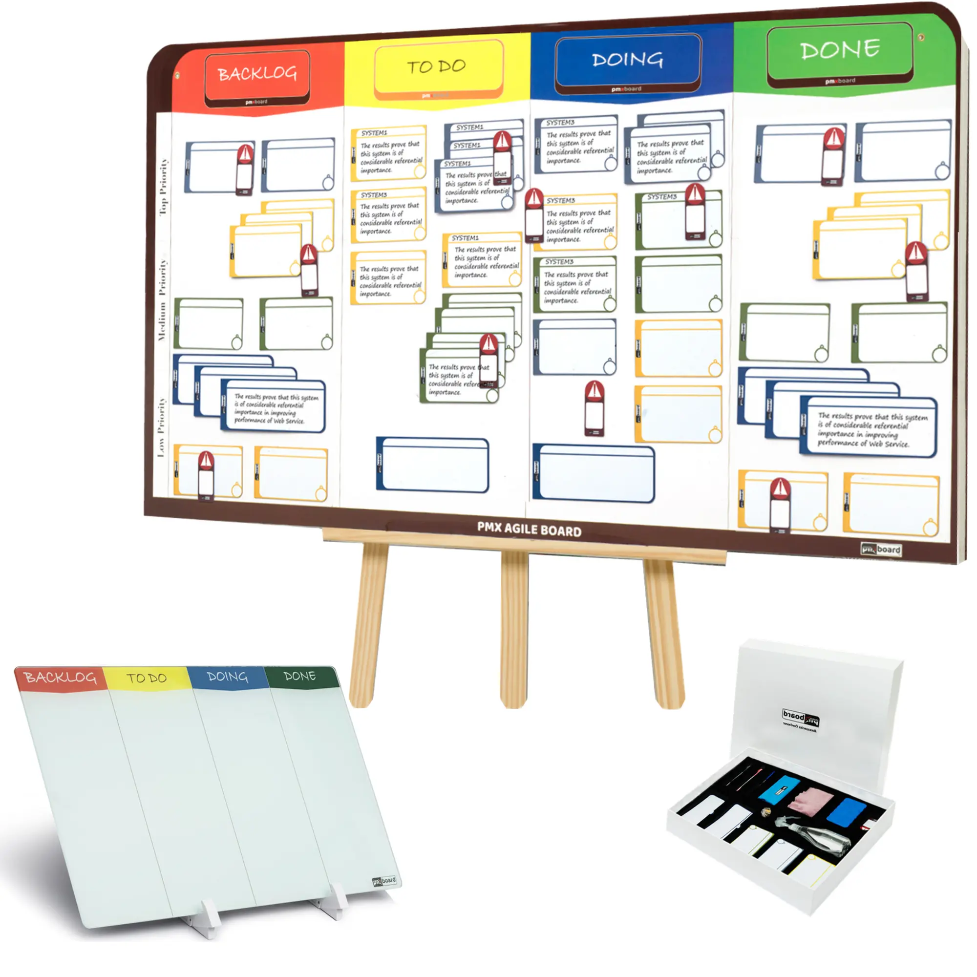 PMXBOARD 2-in-1 Kanban Board Set – Magnetic Agile Board + Desktop Kanban System