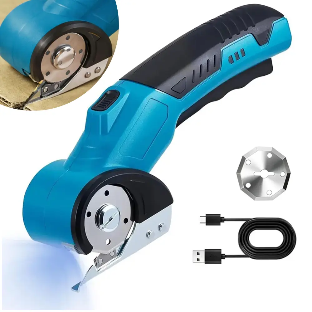 Cordless Cardboard Cutter, 3.6V 2000mAh Electric Scissors Cardboard Cutter with 3 Titanium Blades, Rechargeable Box Cutter Fabric Scissors Rotary Cutter for Cardboard,Leather