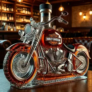 3D Motorcycle Whiskey Decanter, Hand Blown Crystal Glass, 10.15oz Capacity, Durable Elegant Wine Cup Holder, Ideal Gift for Men, Wine Bottle