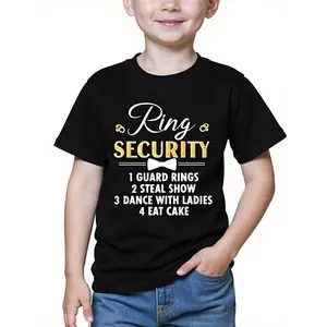 Ring Security Ring Bearer Wedding Party Marriage T-Shirt for The Youth Trendy Young Man Tops Short Sleeve, Teenager Street Style Short Sleeve Tee, Comfort Fit Tee, Birthday Gift to Teens (3-13Y)