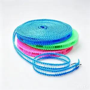 3 Pack Adjustable Windproof Laundry Drying Ropes with Hooks, Indoor Outdoor Garment Hanging Cord for Camping Travel, 5m / 197 Inches