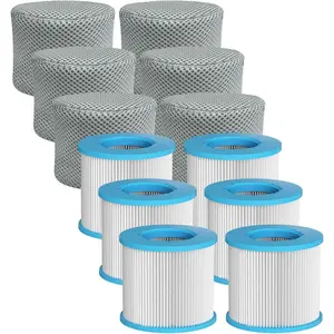 Spa Replacement Cartridges, Pool Filters Hot Tub Accessories, Compatible with All RELXTIME Hot Tub, ALEKO Hot Tub, Hot Tub, Screw-in Spa Filters (6 Filters + 6 Covers)