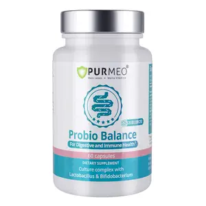 Purmeo Probiotics 20X Lab4 Strains for Digetive, Balance IBS,  Gut & Immune Health, Pro Formula for Men & Women, Probiotic Capsules Support Diarrhea, Bloating and Gas, Shelf Stable, Vegan, Gluten Free, 60 Days Supply
