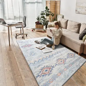 Vintage Indoor Decor Carpet TPR Bottom Skid Proof Easy to Clean Room Decoration Plush Ultra Fine Fibers Anti Slip Design Perfect for Living Room Bedroom Gift