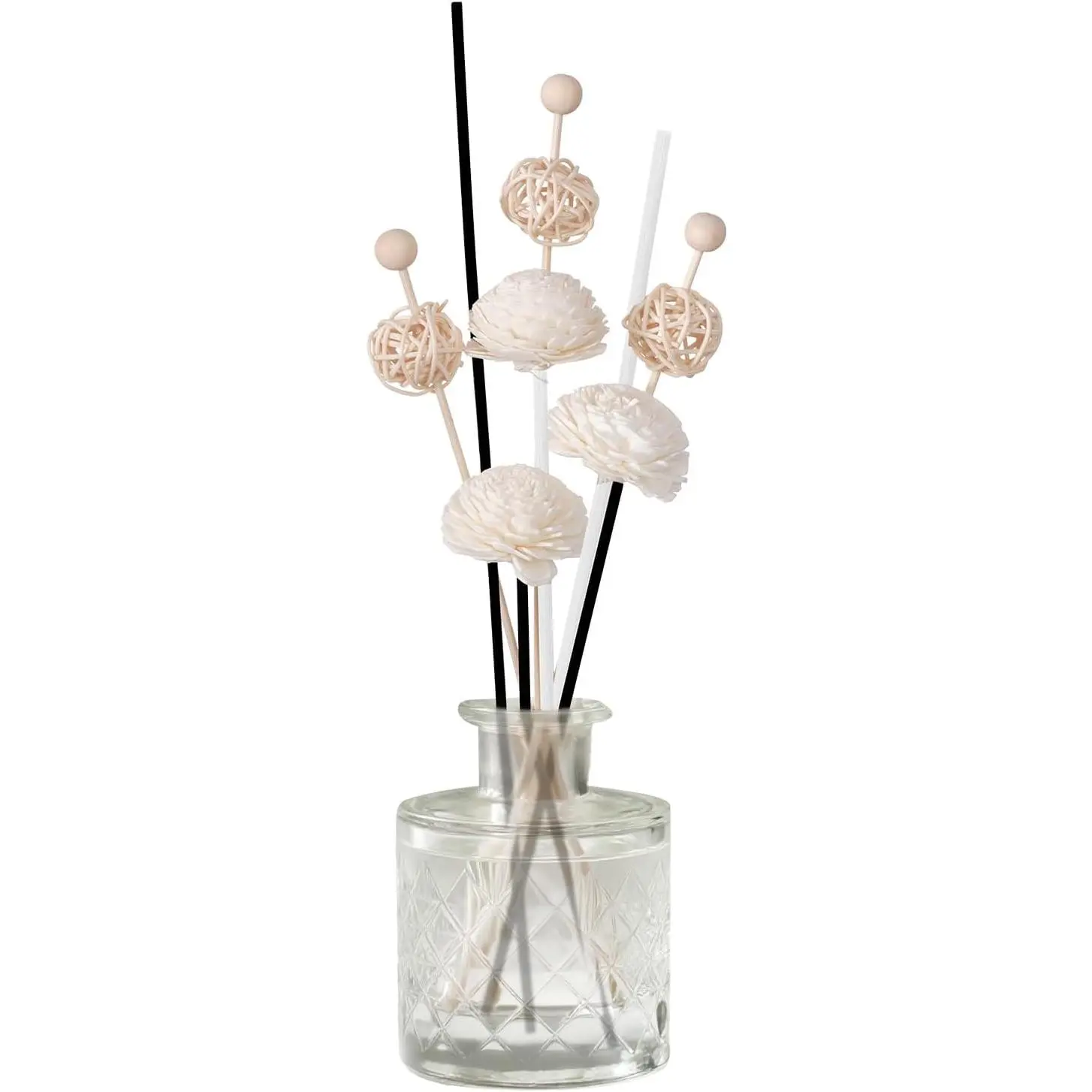 50 count Reed Diffuser Sticks Rattan Flower Reed  Diffuser Set Diffuser Sticks for Office  Decor (50, Black and White, 11'')