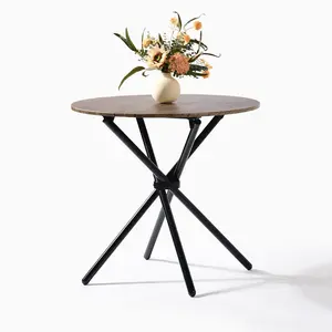Homy Casa Fontana 31.5'' Round Top Dining Table with Steel Frame for Small Spaces in Kitchen Living Room Office Cafe & Home Office Study Furniture Design Interior