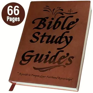66-Page Bible Study Journal | Brown PU Leather Christian Devotional Notebook | 22×15×1.2cm Beginner-Friendly Spiritual Growth Notebook for Daily Reflections & Prayerebook for Daily Reflections & Prayer