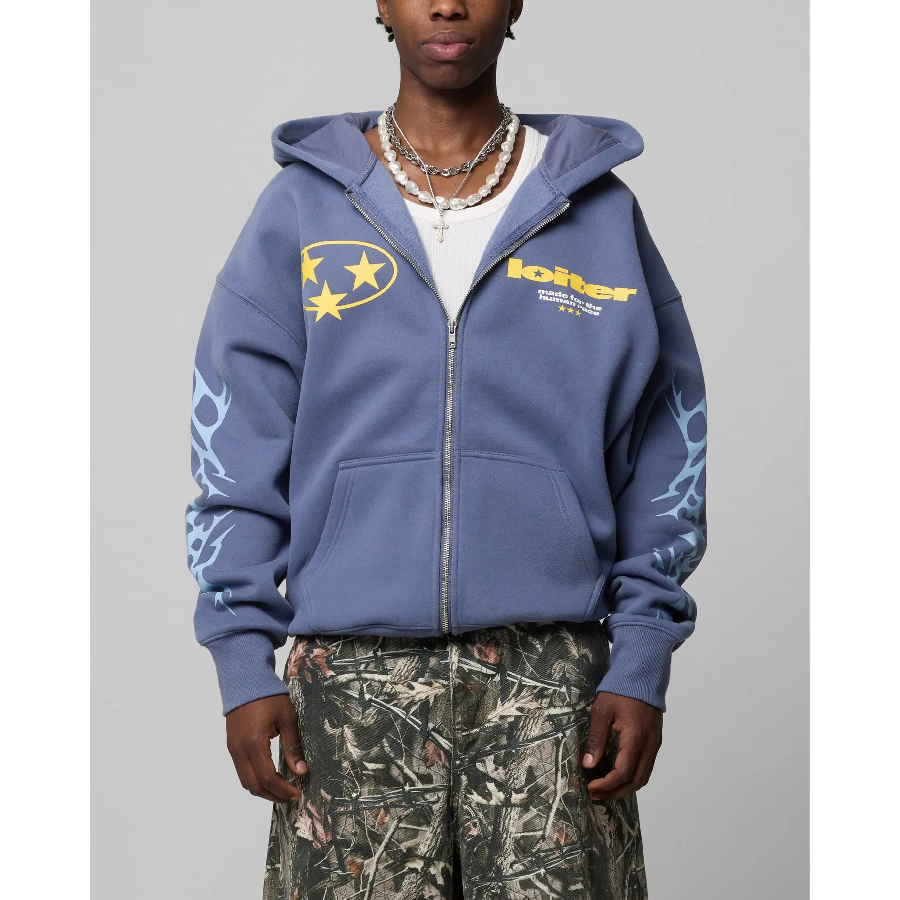 Loiter Solar Zip Hoodie Blue
