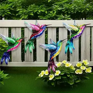 Colorful Hummingbird Wall Art, Metal Wall Art, 3D Bird Sculptures for Outdoor and Indoor Decor, Ideal for Patio, Balcony, Fence, Home Decoration