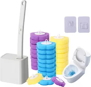 2026 Disposable Toilet Brush and Holder Set, Disposable Toilet Bowl Cleaning System with Aromatherapy Refills, Cleaning Wand with Storage Case & Scented Tabs (Ocean, Lemon & Lavender)
