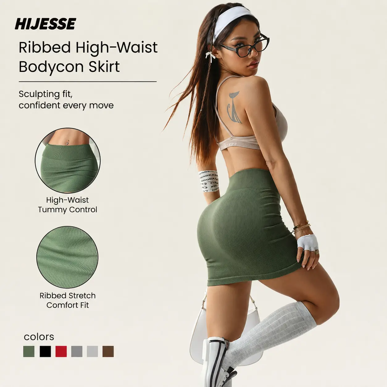 Hijesse Women's Micro Skort Ultimate High Waist Ribbed Seamless Winter Hip Skirt for Gym Tennis Golf High Stretch Athletic Skorts Winter Clothes for Women Indoor Outdoor Casual Wear