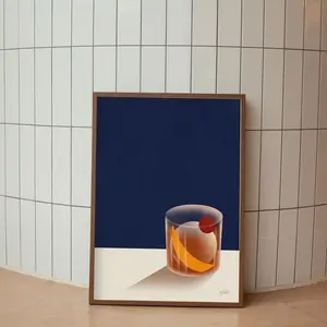 Old Fashioned Cocktail Minimalist Poster| Drinks Poster | Art Deco Poster | Cocktail Wall Art | Housewarming Gift | Bar Decor Unframed