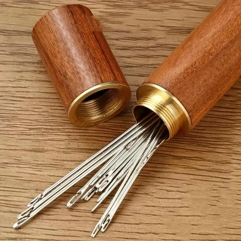 Self-Threading Needle Set, 30pcs/set Multi-Purpose Household Hand Sewing Needles with Wooden Needle Case, Needle Crafts Kit and Sewing Supplies, Sewing Tools