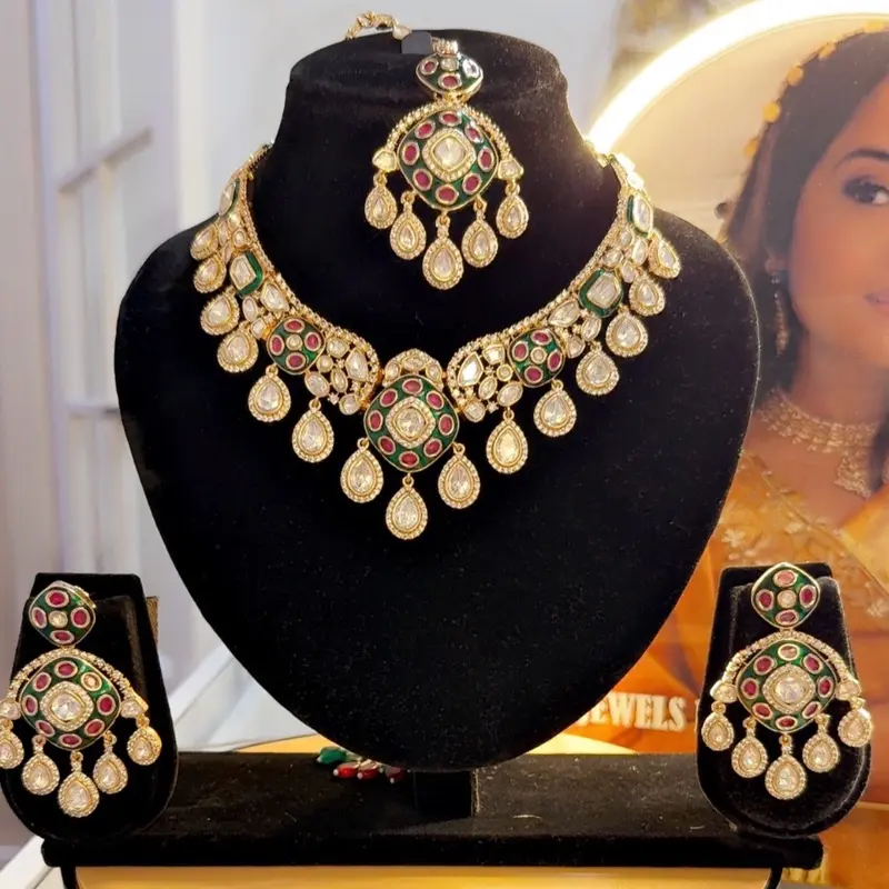 Elegant Kundan Necklace Set with Matching Earrings and Tikka for Traditional Wear