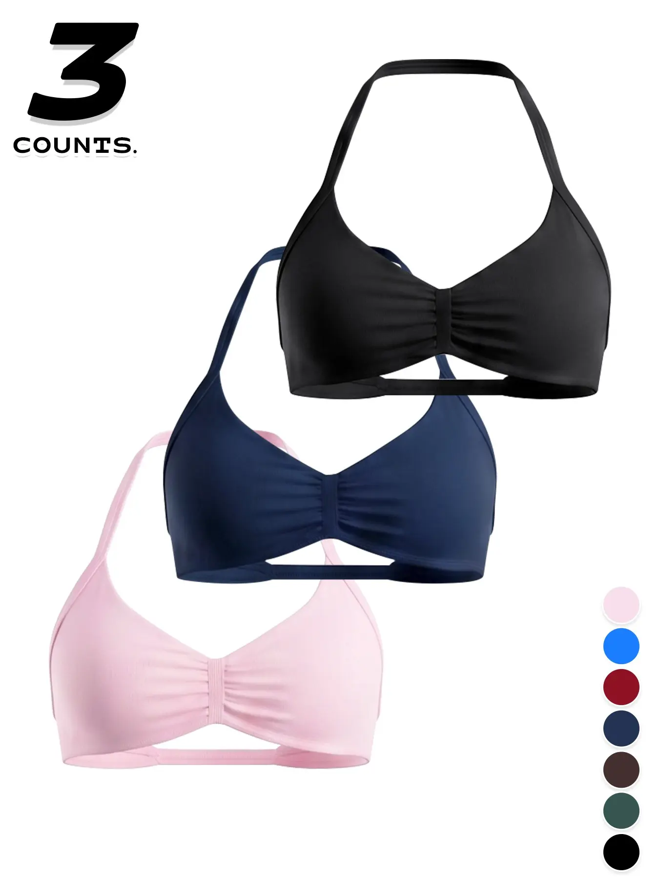 Women's 3-Pack Sports Bras, Lightweight Seamless Design, Comfortable Fit for Workouts and Daily Wear, Active Lifestyle Sport Bra Set, Sporty Bra
