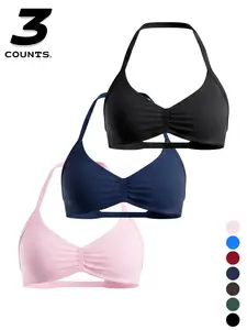 Women's Strapless Sports Bra 3-Pack, Lightweight Seamless Design, Comfortable Fit for Workout & Daily Wear, Active Lifestyle Apparel, Sporty Bra Set