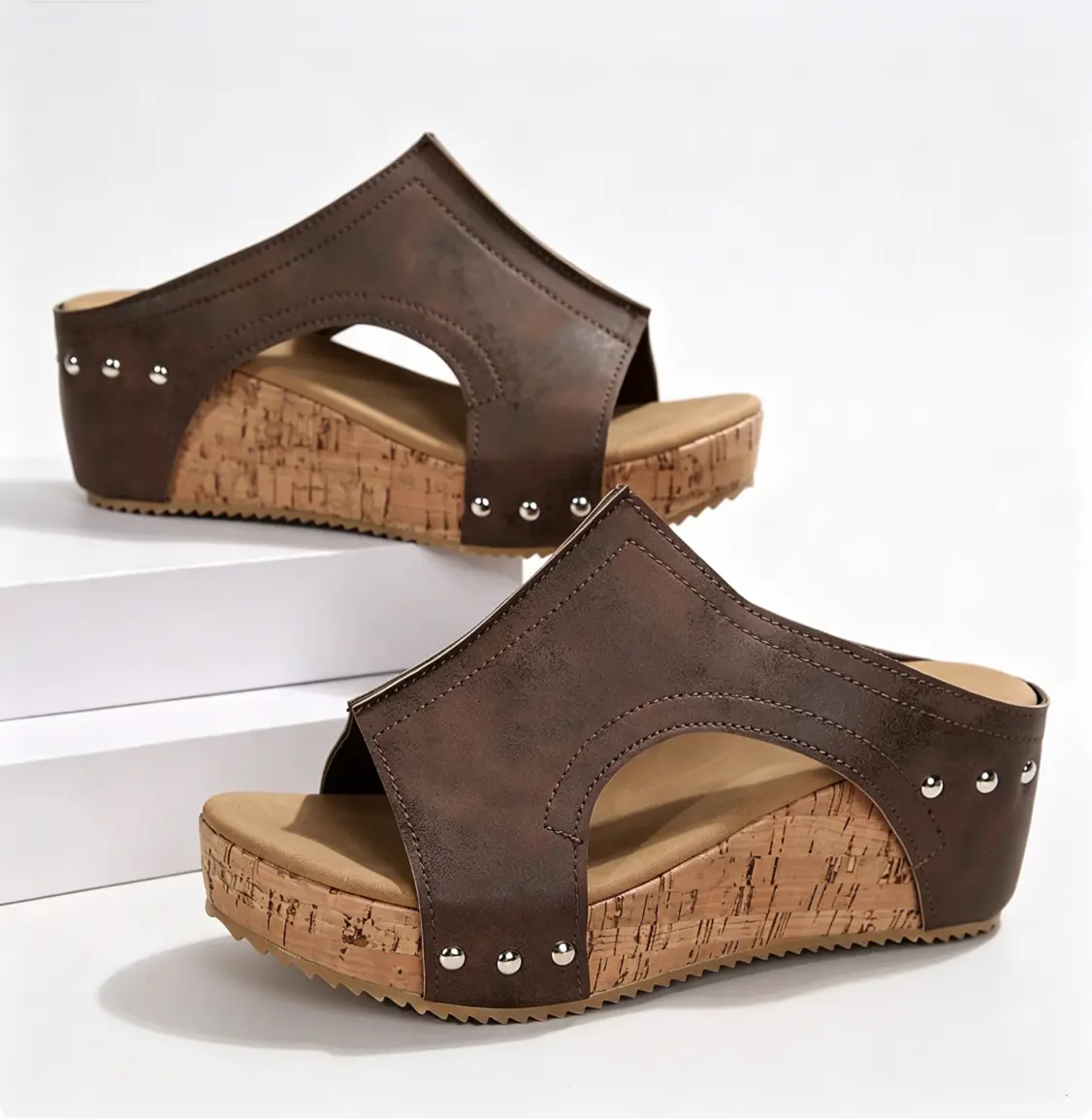 Women's Casual Fashion Sandals, Boho Cork Platform Wedges with an Open Toe Design, Cushioned Non-Slip Sole for Summer Travel, Women's Sandals, Walking Shoes, Breathable Casual Sandals, Sandals For Women