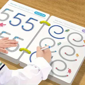 1pcs set32-Page Reusable Magic Practice Book Set, Full Brain Development Writing Training Drawing Education Manual, Tracing Preschool Books, School Supplies, Durable Binding, Color Pages, Learning Materials
