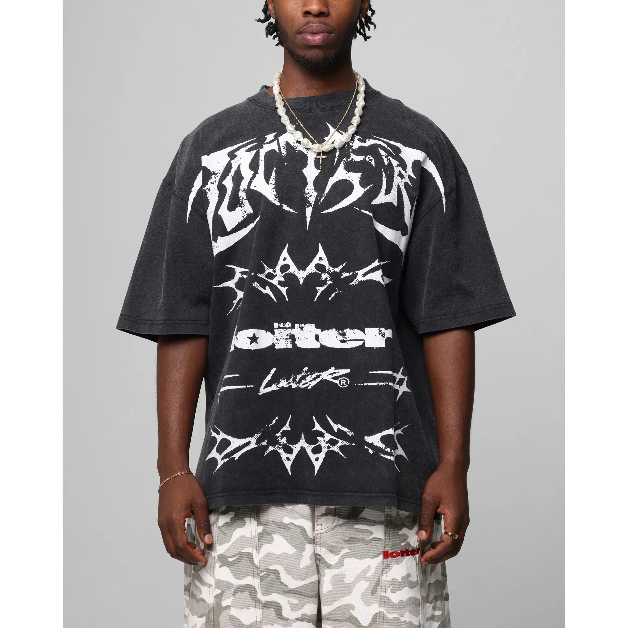 Loiter Metal Stacked Vintage T-Shirt Vintage Black