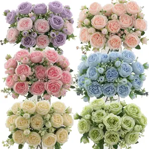 Artificial Peony Bouquet — Lifelike, Blooming Peonies with Greenery; Tabletop Centerpiece Ideal for Weddings, Mother's Day, Valentine's Day, and Spring Décor — Indoor/Outdoor Faux Floral Arrangement (Vase Not Included)