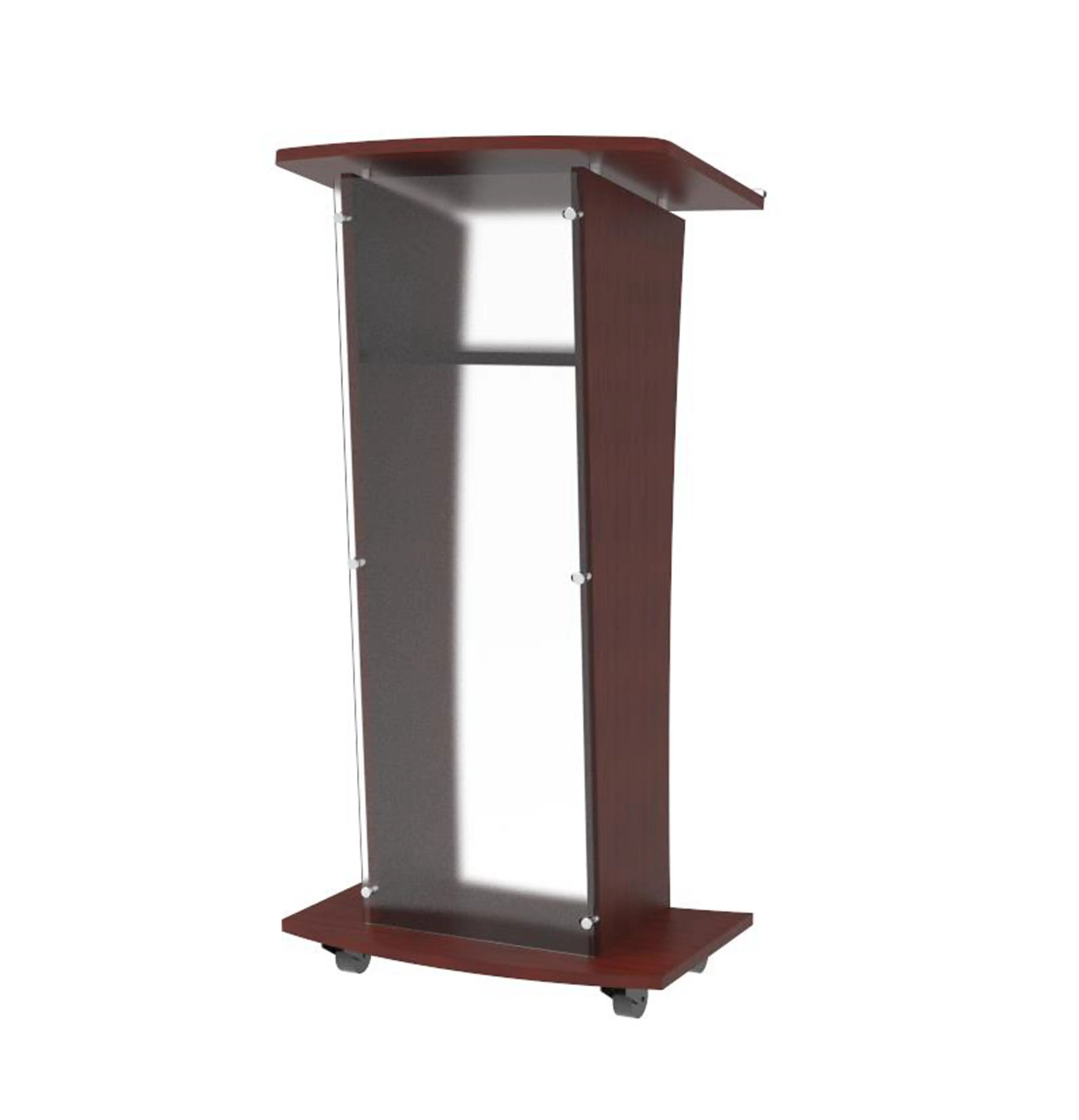 FixtureDisplays® Wood Podium with Frost Acrylic Front Panel, 46" tall Pulpit Lectern, Easy Assembly Required 1803-5-FROST-NF