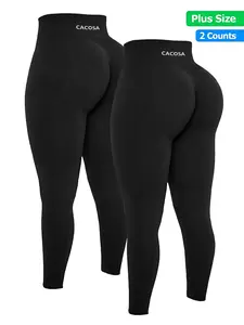 Plus Size 1/2 Packs Women's High-Waisted Leggings, Quick-Dry Stretchy Fitness Bottoms with Tummy-Control, Fitness Training Pant, Skinny Pants for Curvy Women, Sportswear for Yoga and Gym, High Waist Compression, Suitable for All Seasons
