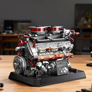 1236+/PCS building block set, car/tank engine model, high-difficulty mechanical assembly building block ornament, Diy Building Model, Model Kit