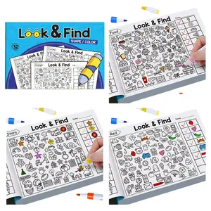 Educational Find-It Game Book, Shape Color Recognition, Focus Training Picture Book, 32 Pages, Model Xinghao Et, Learning Materials