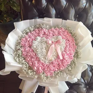 Sweetheart Serenade Heart Foam Bouquet - Pink Foam Roses, Customizable for Additional Decorations, Perfect for Significant Others